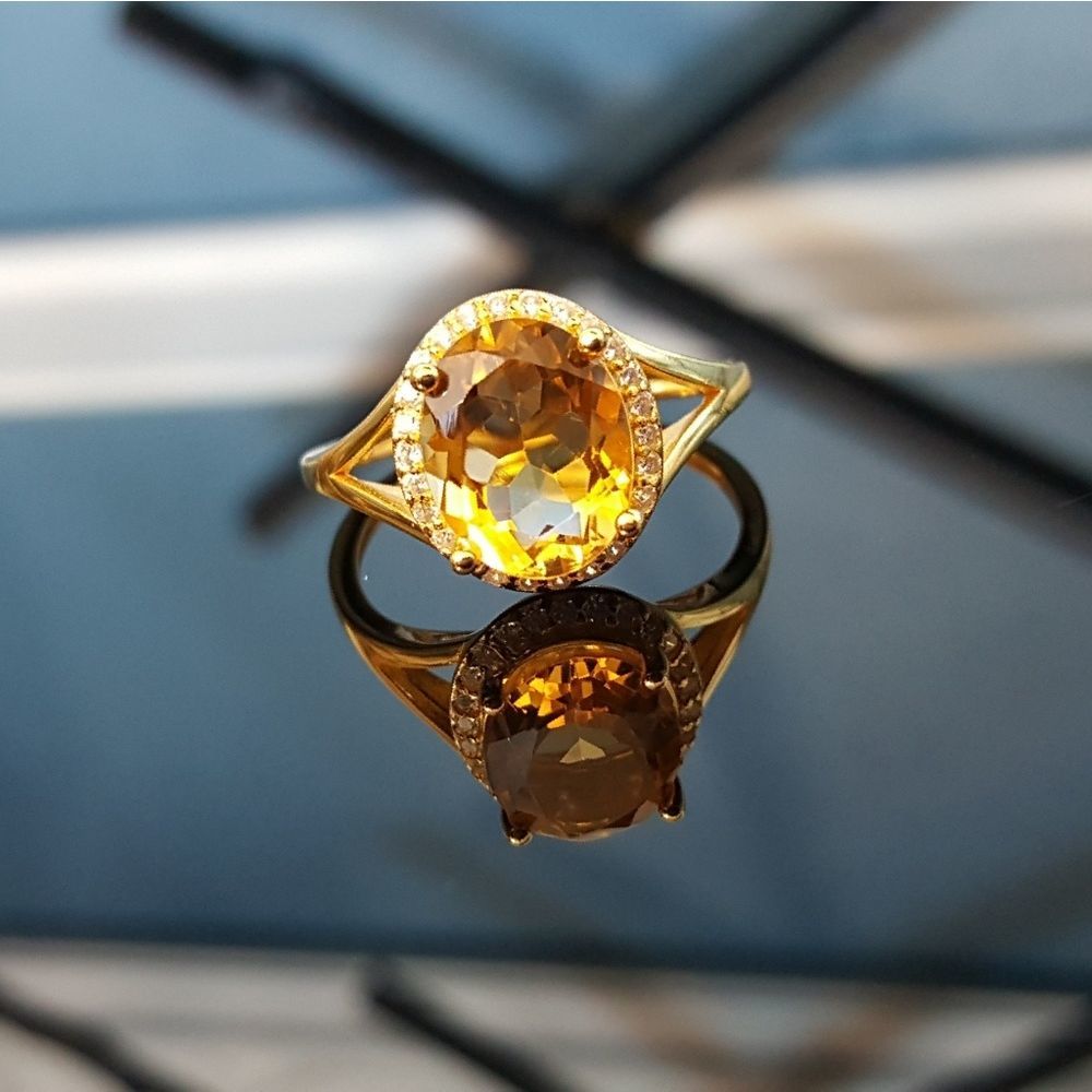 Brazilian Citrine Halo Ring